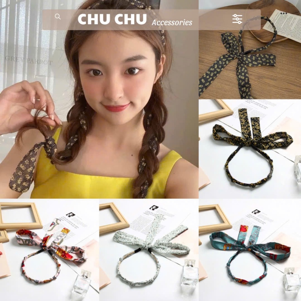 Băng đô thắt nơ, Băng đô in hoạ tiết phong cách Hàn Quốc, phụ kiện tóc CHU CHU Mã#CT7