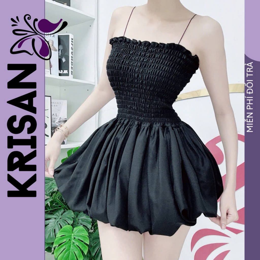 Đầm 2 Dây Kiểu Ống Nhúng Ôm Body Form Bí Phồng Xoè Có Quần Trong , Váy Phồng Bí Cúp Ngực Đi Tiệc Đi Biển KRISHAN