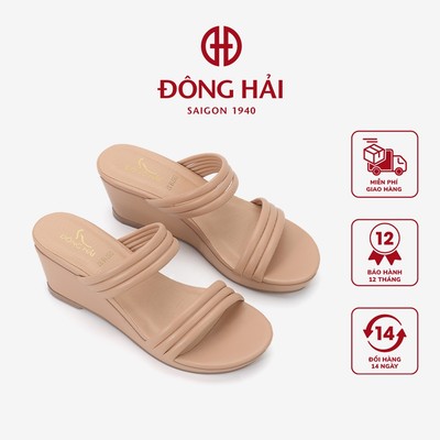 Dép cao gót nữ Đông Hải thiết kế phần quai ngang dây mảnh đế xuồng giúp tôn dáng cao 7cm - D5718