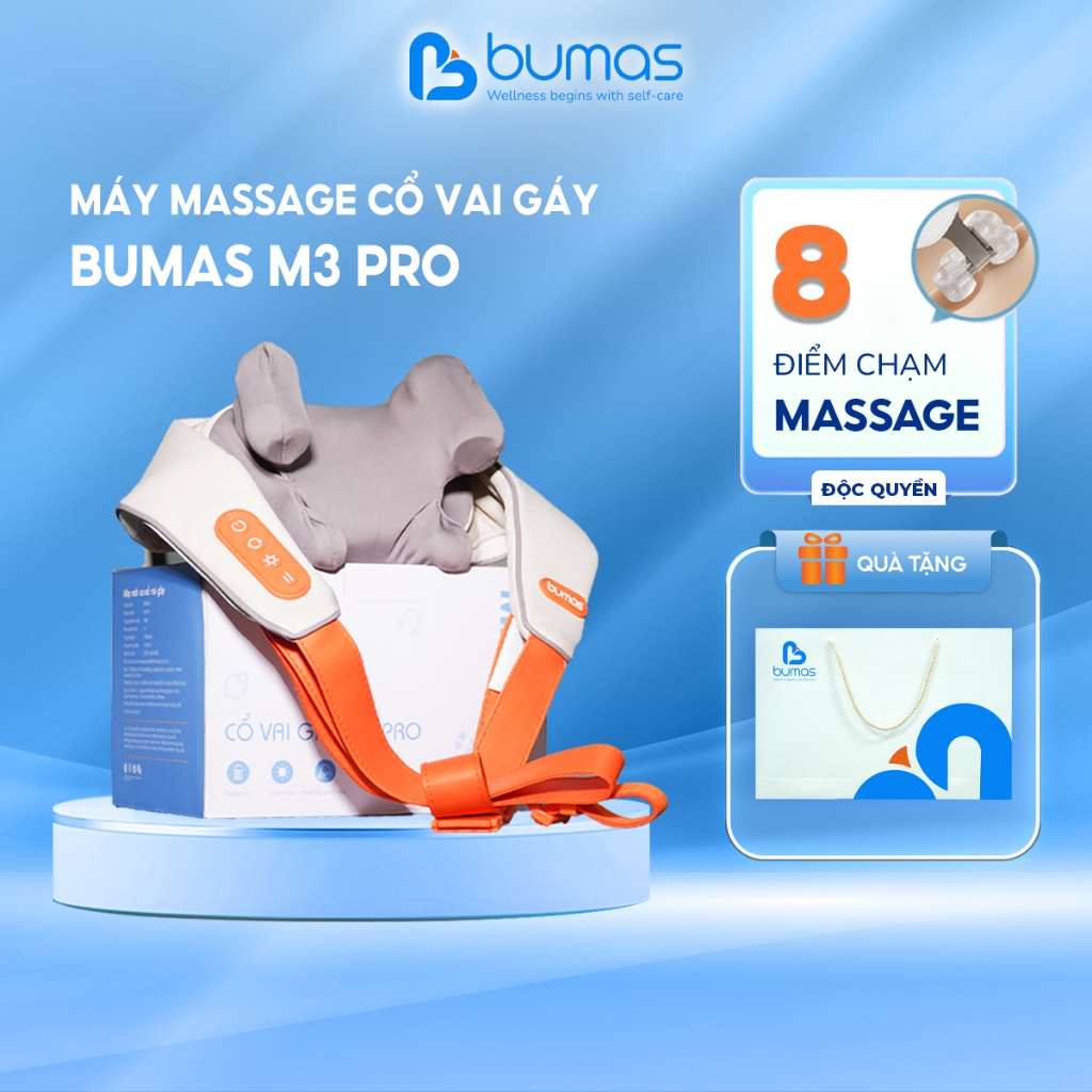 Máy Massage Cổ Vai Gáy Bumas M3 Pro - Massage Chườm Ấm 8 Điểm Chạm, Điều Chỉnh Linh Hoạt Và Dễ Dàng