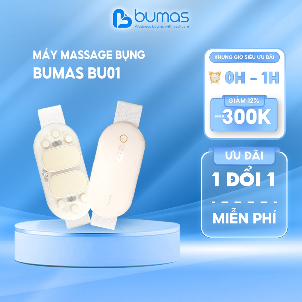 Đai Chườm Nóng, Máy Massage Giảm Đau Bụng Kinh BUMAS BU01 - Hỗ Trợ Chống Lão Hoá Da Sau Sinh