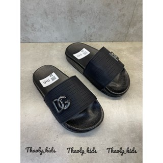 Dép BBR Mác Vuông Trơn thời trang bé trai bé gái 3 đến 10 tuổi Lạc Hồng Store GG M10 đen