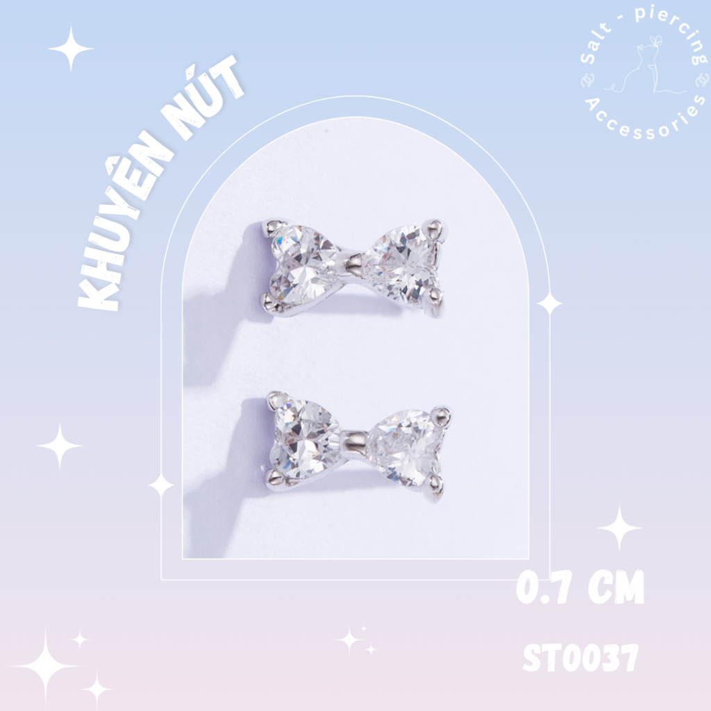 [1 chiếc] Khuyên tai/bông tai trái tim hình nơ dễ thương/ Lobe Upper Helix Earring 37