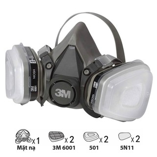  Mặt Nạ Phòng Độc 3M 6200 Đủ 7 Chi Tiết,Phun Sơn Hóa Chất Trừ Sâu Sử Dụng Nghề Mộc Xi Măng 