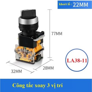 Combo 10 Công tắc chuyển mạch LA38 phi 22mm - Công tắc xoay 2 vị trí, 3 vị trí