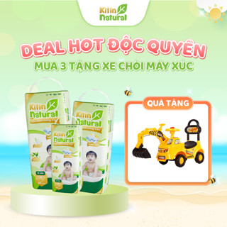 Tặng xe chòi máy xúc khi mua Combo 3 bịch tã bỉm Kitin Natural mỏng thoáng, tinh chất trà xanh chống hăm cho bé đủ size