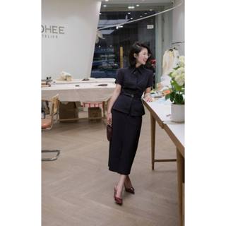 [ BOHEE ] Set áo sơ mi + chân váy kẻ xanh đen - Sb59