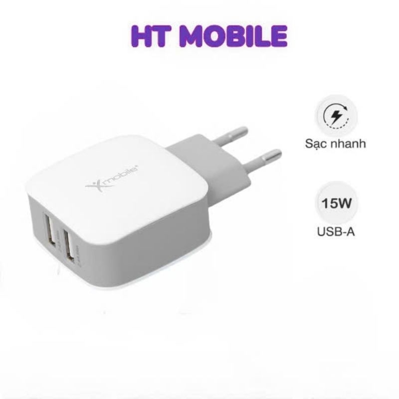 Adapter Sạc 2 cổng USB Type C 15W Xmobile MFK3A