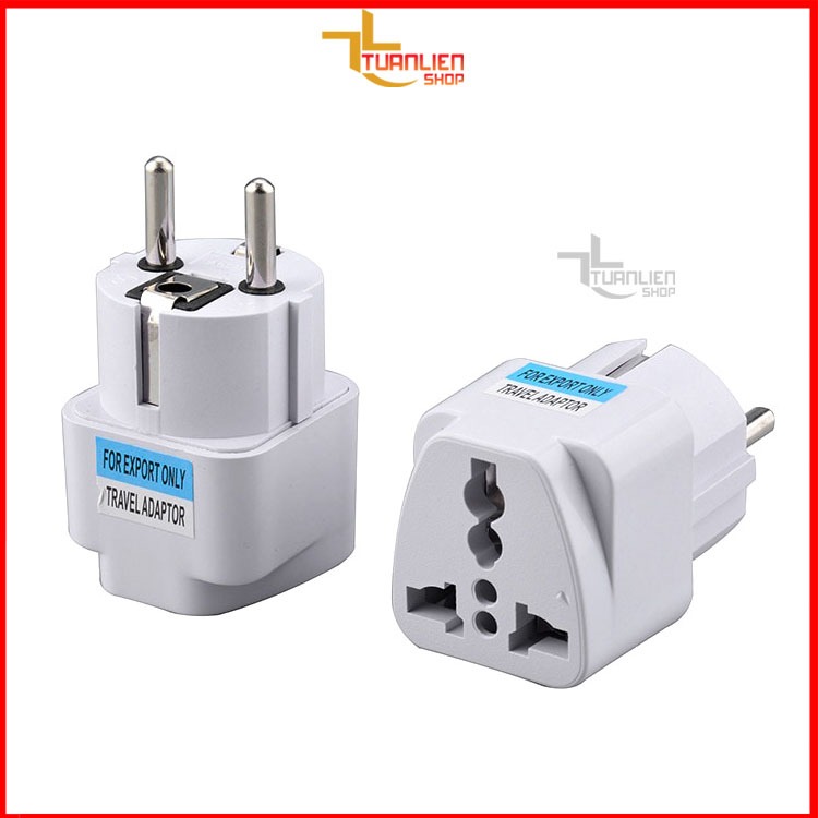 Phích cắm Hàn Quốc, Đức, Pháp, Châu Âu du lịch chuyển đổi từ 3 chân sang 2 chân