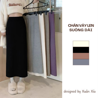 Chân Váy Len Lông Thỏ, Chân Váy Len Nữ Cạp Chun Dáng Suông Dài Dày Dặn XUANXIU CV5622