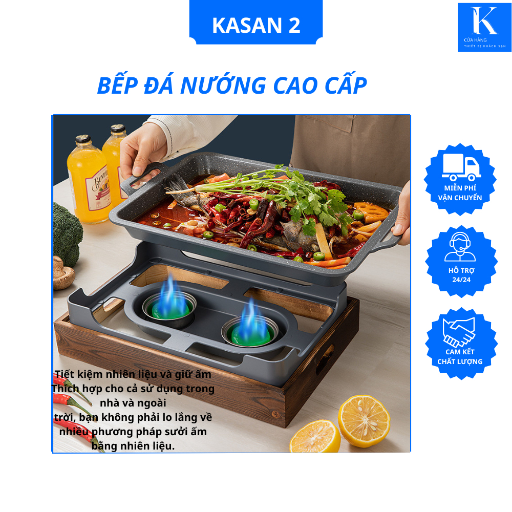 BẾP ĐÁ NƯỚNG HÌNH CHỮ NHẬT BẰNG CỒN KHÔ KHÔNG KHÓI  ĐỦ SIZE.