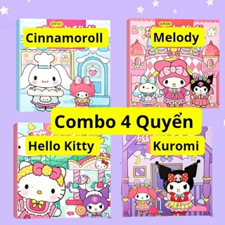 [Size To 3 Trang] Đồ Chơi Sổ Dán Từ Tính Cinnamoroll Capybara Kuromi Nhãn Vở, Sách Hello Kitty, Sticker nam châm cho bé