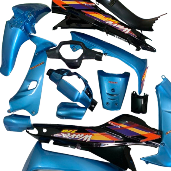 Bộ dàn áo xe Wave 110-wave nhỏ -WAVE THÁI 1 BÓNG màu Xanh Ngọc Sườn Đen  -nhựa ABS loại 1