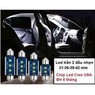   Led trần Cree  Bóng Led Cree Festoon 2 đầu 31-36-39-42 mm sáng trắng 6000k chip Cree siêu sáng dùng trần xe biển số 