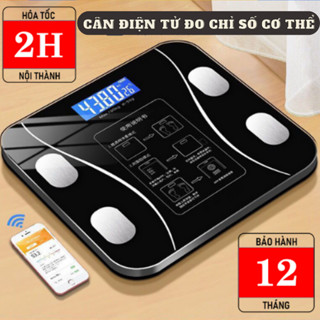 Cân Điện Tử Sức Khoẻ Mặt Kính Cường Lực Chịu Lực Đến 180kg - Phân Tích Chỉ Số Cơ Thể thông qua app