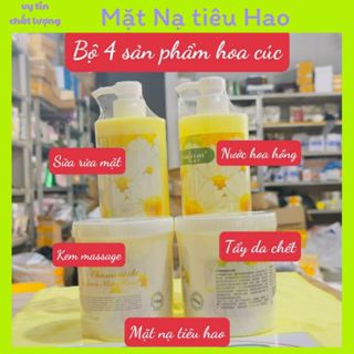 Bộ chăm sóc da mặt cơ bản hoa cúc 4 món sữa rửa mặt + tẩy da chết + kem massage + nước hoa hồng