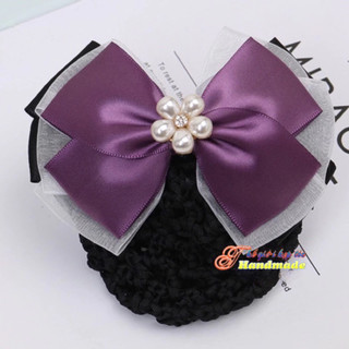 Kẹp búi handmade màu tím voan trắng K20-M2