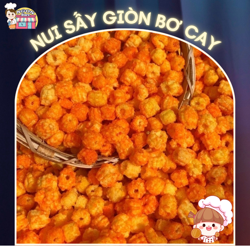 【HÀNG XỊN】Nui Sấy Giòn Vị Bơ Cay - Nui Sấy Bơ Cay - Nui Sấy Giòn Bơ Cay - Bánh Nui Sấy - Ăn Vặt