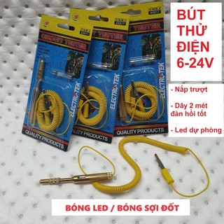  Bút thử điện  đèn đo điện  DC 5V - 12V - 24V nắp trượt bóng sợi đốt   bóng led dây dài 2 mét 