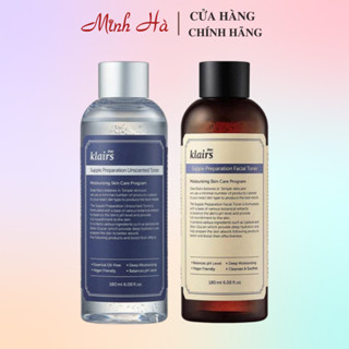 Nước hoa hồng Klairs Supple Preparation Unscented Toner 180ml có mùi và không mùi cấp ẩm tức thì làm sạch sâu
