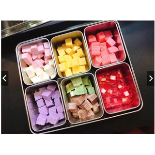 Bộ khay gia vị,đựng topping trà sữa inox 304 4 ngăn, 6 ngăn có nắp đậy chính hãng