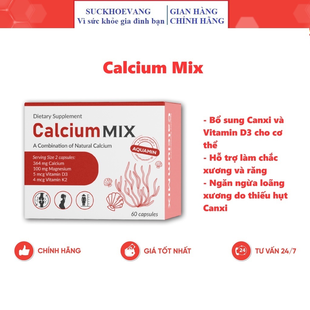 Canxi hữu cơ Calcium MIX nhập khẩu Ba Lan, bổ sung canxi, magie, D3, K2 cho bà bầu và sau sinh