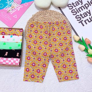 Set 3quần legging lửng bé gái họa tiết xinh co giãn hàng xuất dư đẹp co giãn mềm mịn 09-40kg