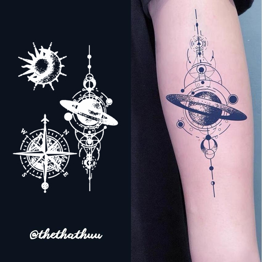 [SET 3] Hình Xăm Tạm Thời 15 Ngày Vũ Trụ Không Thấm Nước Mồ Hôi Thethathuu Z044