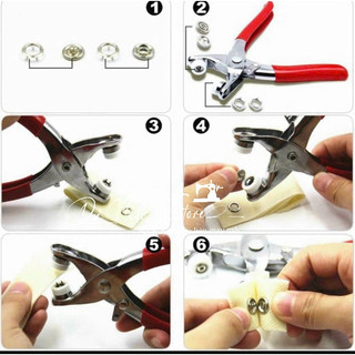 Kìm bấm nút sắt 5 chấu, nút bóp áo quần 4 bộ phận.