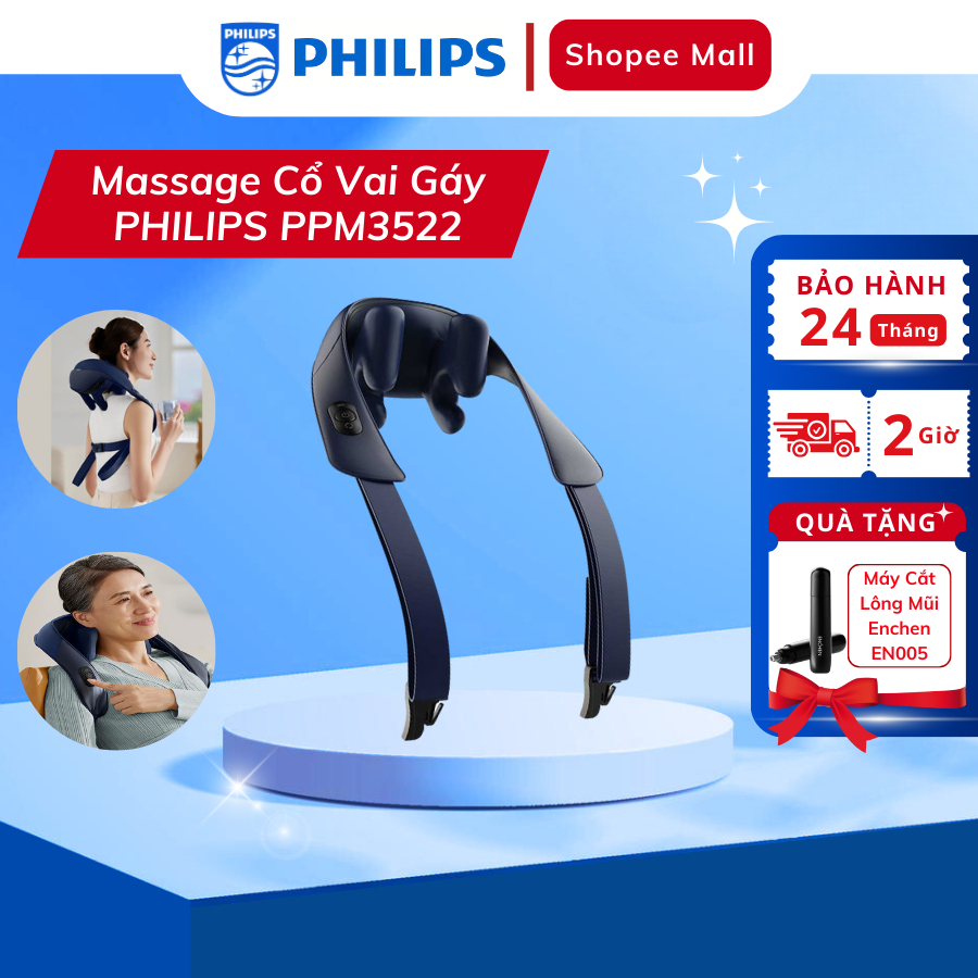 Máy Massage Cổ Vai Gáy PHILIPS 3522 - Mô Phỏng Massage Như Các Đầu Ngón Tay - 6 điểm tiếp xúc ôm sát vùng vai cổ