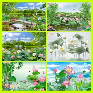 Tranh hoa sen dán tường 3d