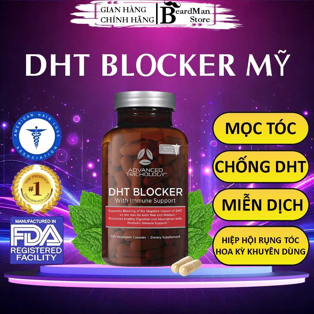 DHT Blocker Advanced Hỗ Trợ Mọc Tóc - Ngăn Rụng - Giảm Nhờn Da Đầu (Made in USA)