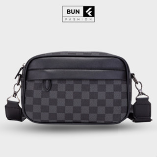 Túi đeo chéo thời trang nam cao cấp màu đen kẻ caro da Pu đựng đồ cực tiện lợi, đẳng cấp