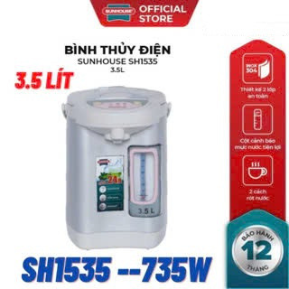  Bình thủy điện SUNHOUSE SHD1535  3.5 lít  và SHD1533  3.3 lít  BẢO HÀNH CHÍNH HÃNG 