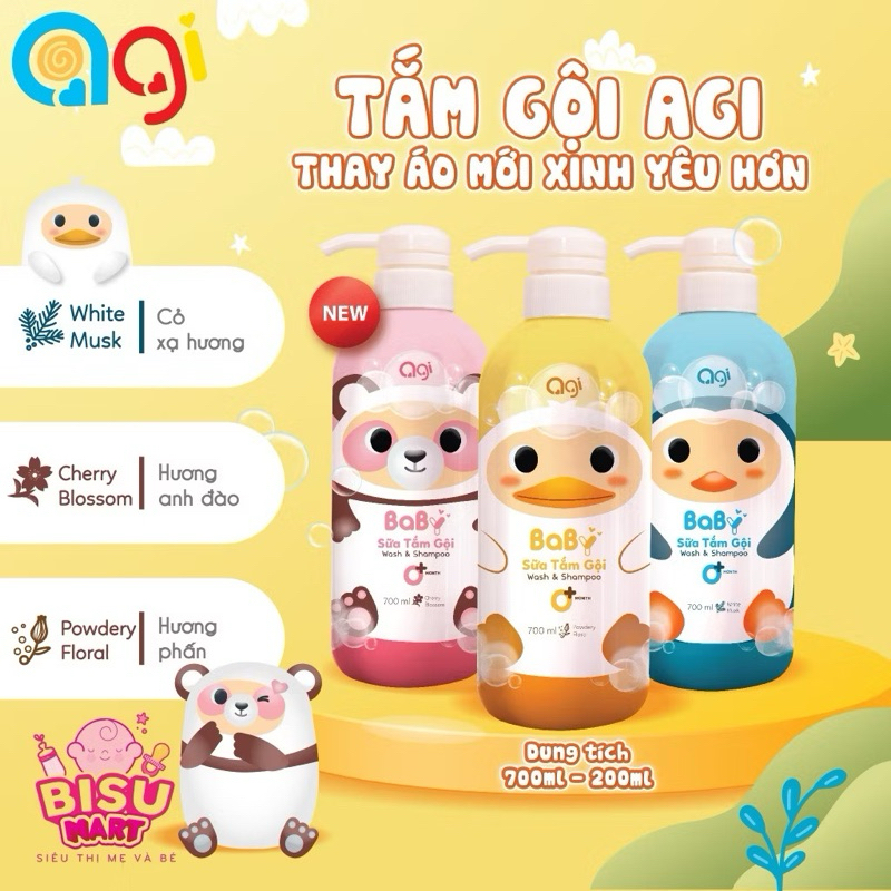 sữa tắm gội Agi 700ml