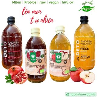 Giấm lựu - giấm táo hữu cơ lên men tự nhiên có giấm cái 500ml Probios, Milan - hỗ trợ giảm cân detox cơ thể