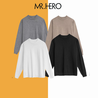 Áo len nam cổ tròn chất len dệt kim mềm M.RO AL42 sweater unisex màu đen trắng xám be Mrherovn