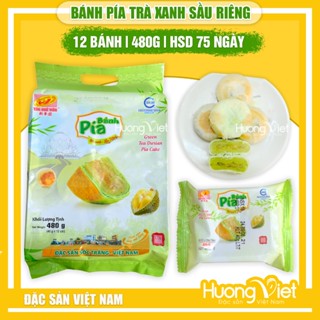Bánh pía TRÀ XANH SẦU RIÊNG chay Tân Huê Viên, bánh pía Sóc Trăng 480g, không trứng  [TÚI 12 BÁNH]