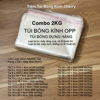 2KG-Túi bóng kính OPP dán miệng, Túi bóng đóng quần áo, Túi gói hàng, túi dán miệng trong suốt