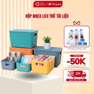 Hộp Nhựa Lưu Trữ Tài Liệu Có Quai Sách, Văn Phòng Phẩm, Hộp Đựng Đồ Chơi, Quần Áo, Đồ Khô Nhà Bếp Tiện Dụng Ngăn Nắp