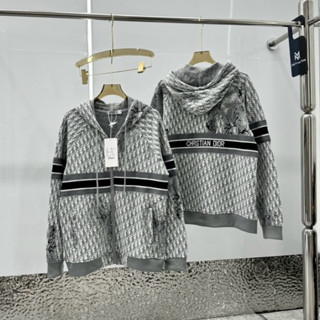  Áo khoác hoodie zip nam nữ CD nỉ umi hoạ tiết vân chữ monogram loang xám phối sọc vạch chữ cho các boy phố đi chơi 2024 