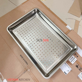  Khay inox hấp có lỗ 40 x 60 x 7  cm  