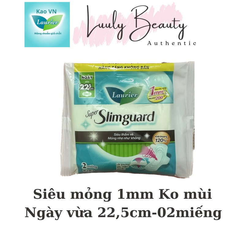 (Gói 2 miếng hàng KM) Băng Vệ Sinh Laurier Super Slimguard 1mm 22,5cm có cánh