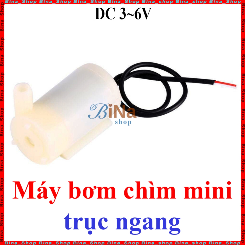 Bơm chìm mini DC 3V ~ 6V trục ngang trắng/đen