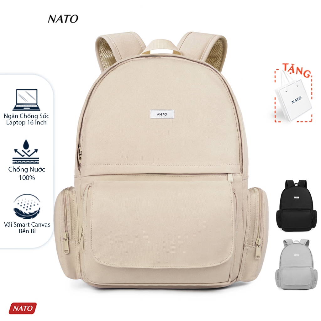 Balo NATO® "Cuve - Backpack" Sợi Vải Smart Canvas Cao Cấp Đựng Laptop 16 Inch Nam Nữ Đẹp Đi Học