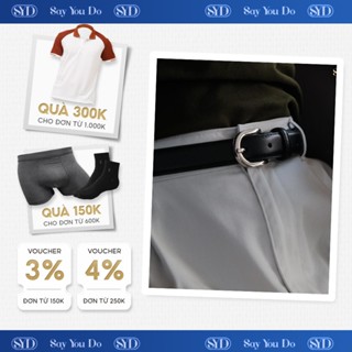 Thắt Lưng da bò nhập khẩu hợp kim cao cấp, mặt da đen, tặng kèm đinh đục lỗ - SYD TL23