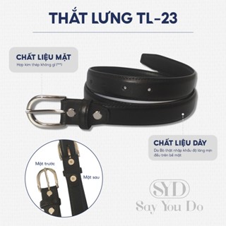 Thắt Lưng da bò nhập khẩu hợp kim cao cấp, mặt da đen, tặng kèm đinh đục lỗ - SYD TL23