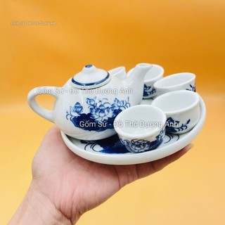Bộ ấm chén pha trà thờ men lam