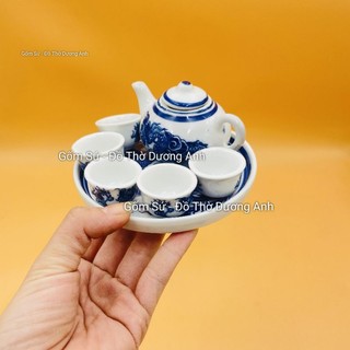Bộ ấm chén pha trà thờ men lam