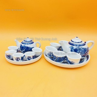 Bộ ấm chén pha trà thờ men lam